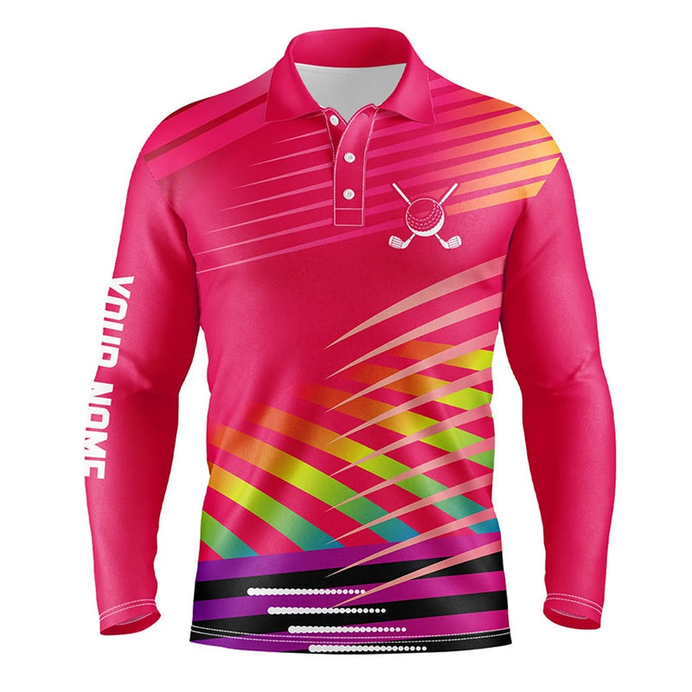 Golf Polo shirts, Pink Mens Golf Polo Shirts Custom Name Golf Shirts For Men