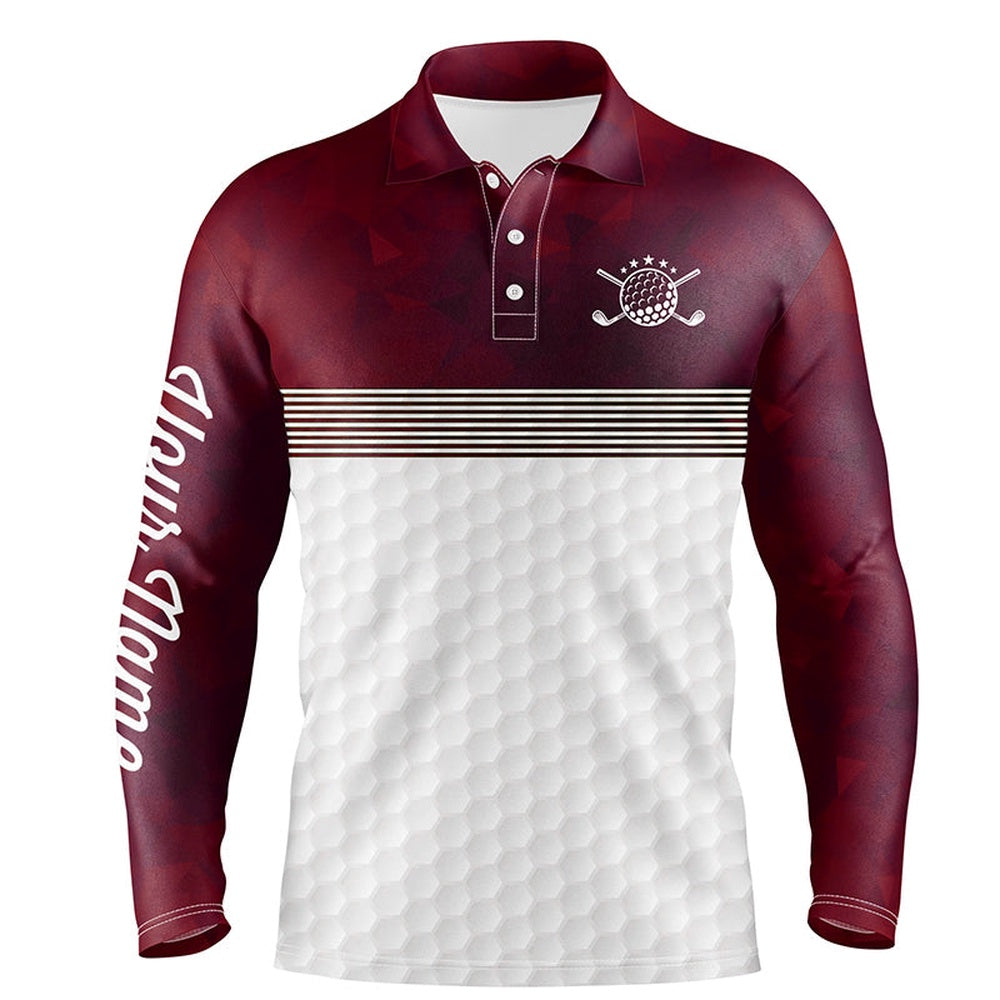 Golf Polo shirts, Red And White Mens Golf Polo Shirts Custom Name Golf Shirts For Men