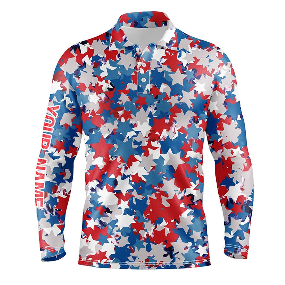 Golf Polo shirts, Red, White And Blue Th Of July Star Mens Golf Polo Shirts Custom Patriotic Team Golf Shirts For Men