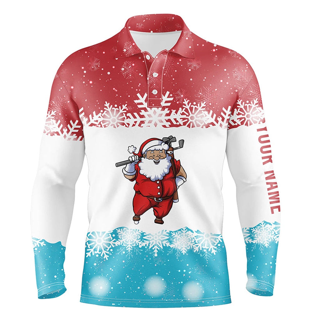 Golf Polo shirts, Santa Playing Golf Red Blue Mens Polo Shirt Christmas Golf Shirts For Men Golf Gifts