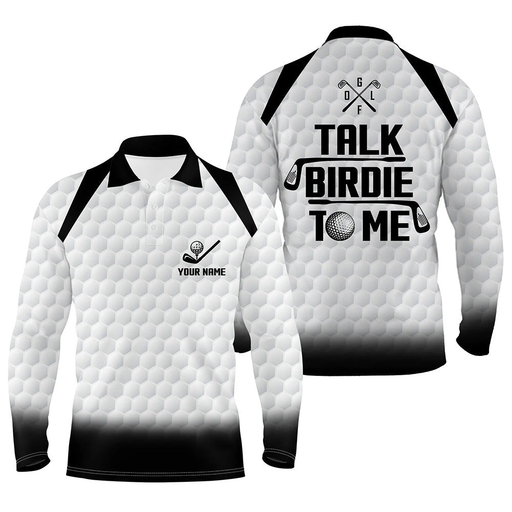Golf Polo shirts, Talk Birdie To Me Mens Golf Polo Shirt, Black And White Golf Shirts For Men, Cool Golf Gifts