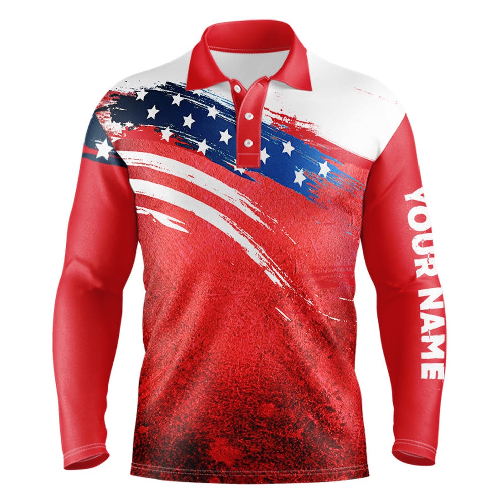 Golf Polo shirts, Watercolor American Flag Patriotic Mens Golf Polo Shirts Custom Golf Attire For Men, Golfer Gifts