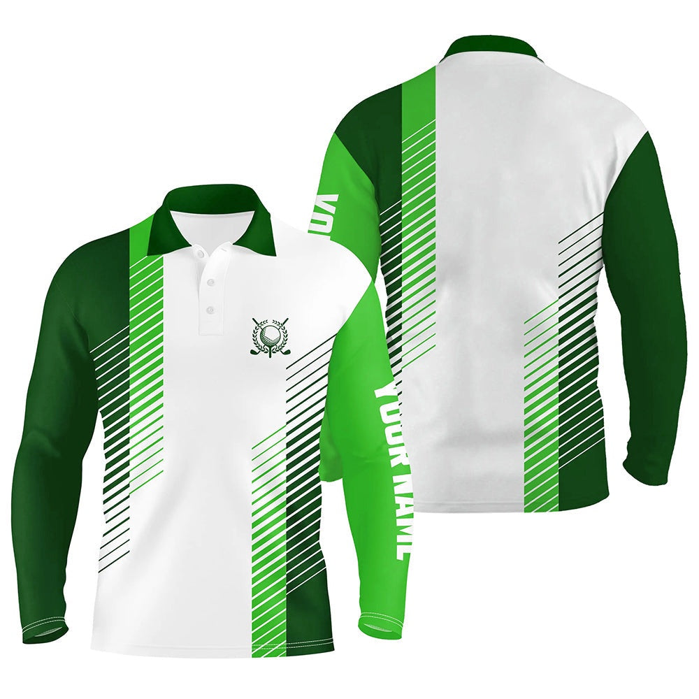 Golf Polo shirts, White And Green Mens Golf Polo Shirts Custom Golf Ball Shirt For Men, Best Men Golf Wear
