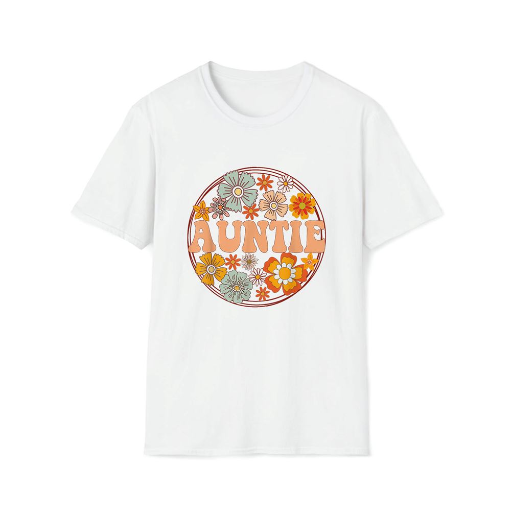 Groovy Auntie Retro Flowers Women Mother's Day Aunt Premium T Shirt, Mother's Day Premium T Shirt, Mother's Day Gift, Mom Shirt