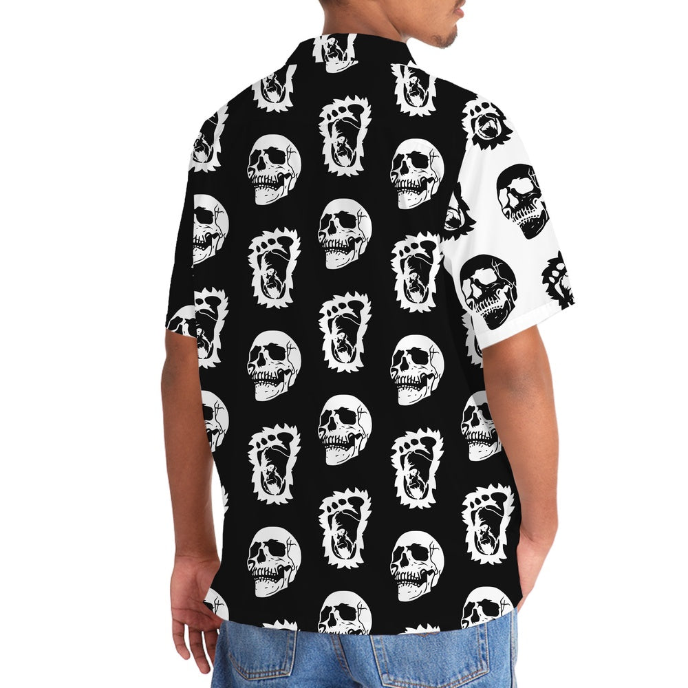 Halloween Bigfoot Silhouette Skull Hawaiian Shirt, Funny Hawaiian Shirt, Cool Hawaiian Shirts, Best Hawaiian Shirts