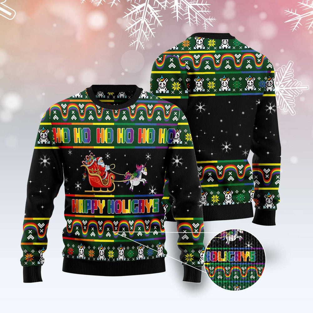 Happy Holigays Ugly Christmas Sweater, Funny Xmas Sweater, Sweater Xmas
