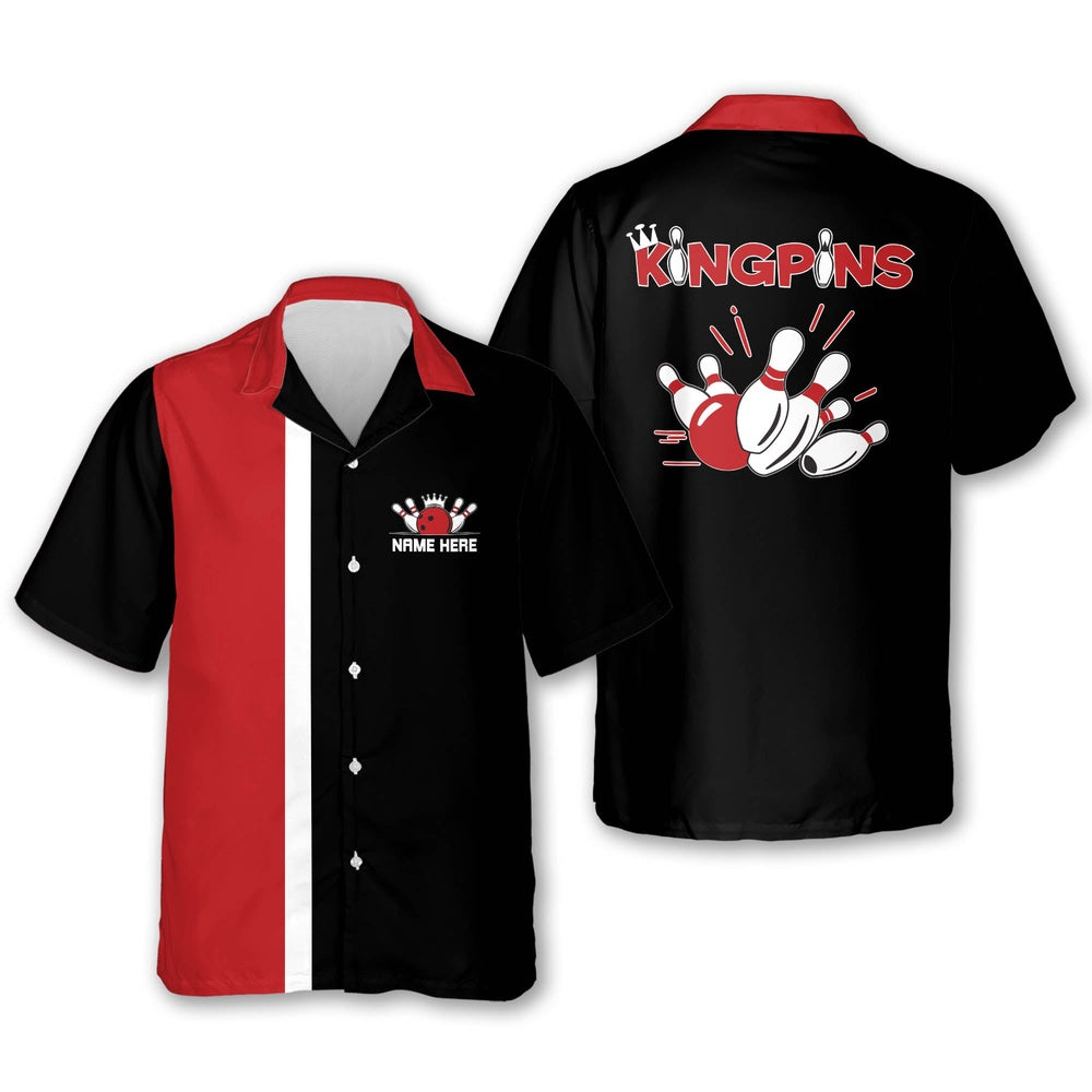 Hawaiian Bowling Shirt, Custom KingPins Funny Bowling Shirts, Custom Bowling Shirt, Button Up Bowling Shirts