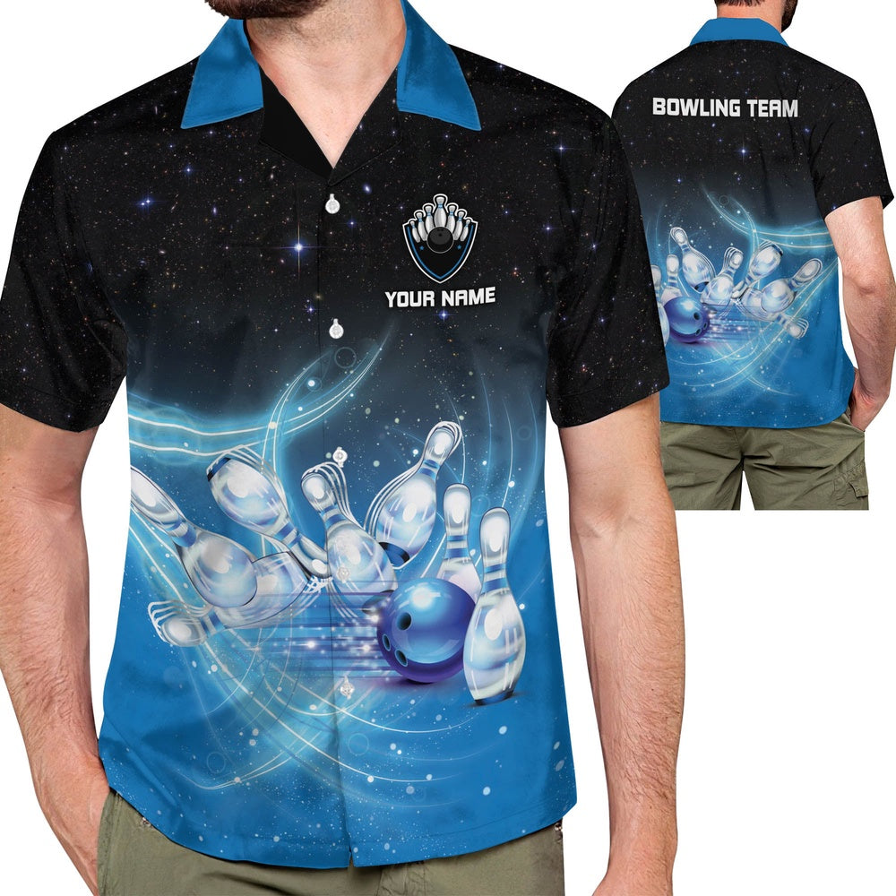 Hawaiian Bowling Shirt, Custom Team USA Bowling Button-Down Hawaiian Shirt, Custom Bowling Shirt, Button Up Bowling Shirts
