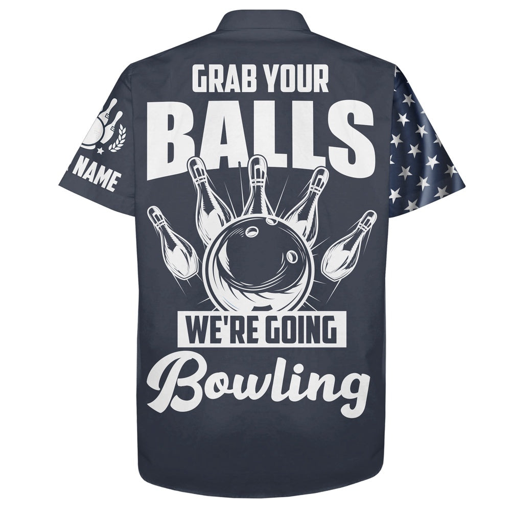 Hawaiian Bowling Shirt, Grab Your Balls We'Re Going Bowling Hawaiian Shirt, Custom Bowling Shirt, Button Up Bowling Shirts