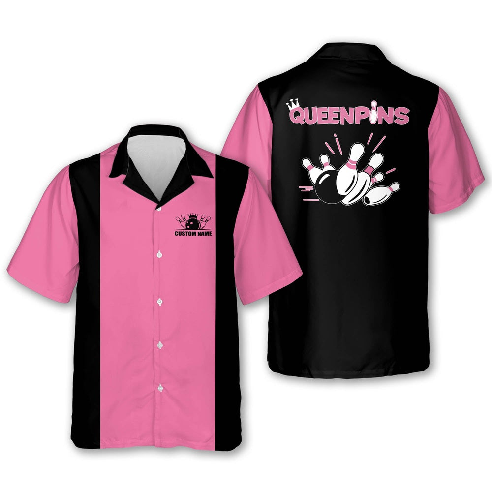 Hawaiian Bowling Shirt, Personalized Hawaiian Shirts For Women, Custom Bowling Shirt, Button Up Bowling Shirts