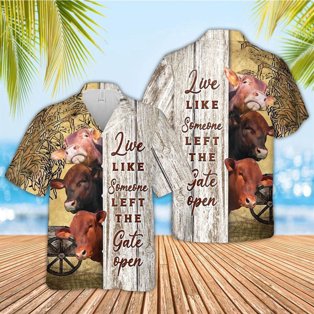 Hawaiian Cow Shirt, Beefmaster Woods Pattern Hawaiian Shirt, Animal Hawaiian Shirts, Farmer Shirts