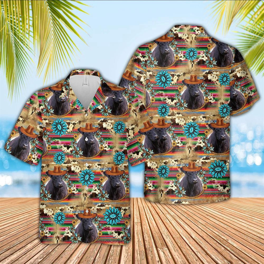 Hawaiian Cow Shirt, Belted Galloway Cowboy Pattern 3D Hawaiian Shirt, Animal Hawaiian Shirts, Farmer Shirts