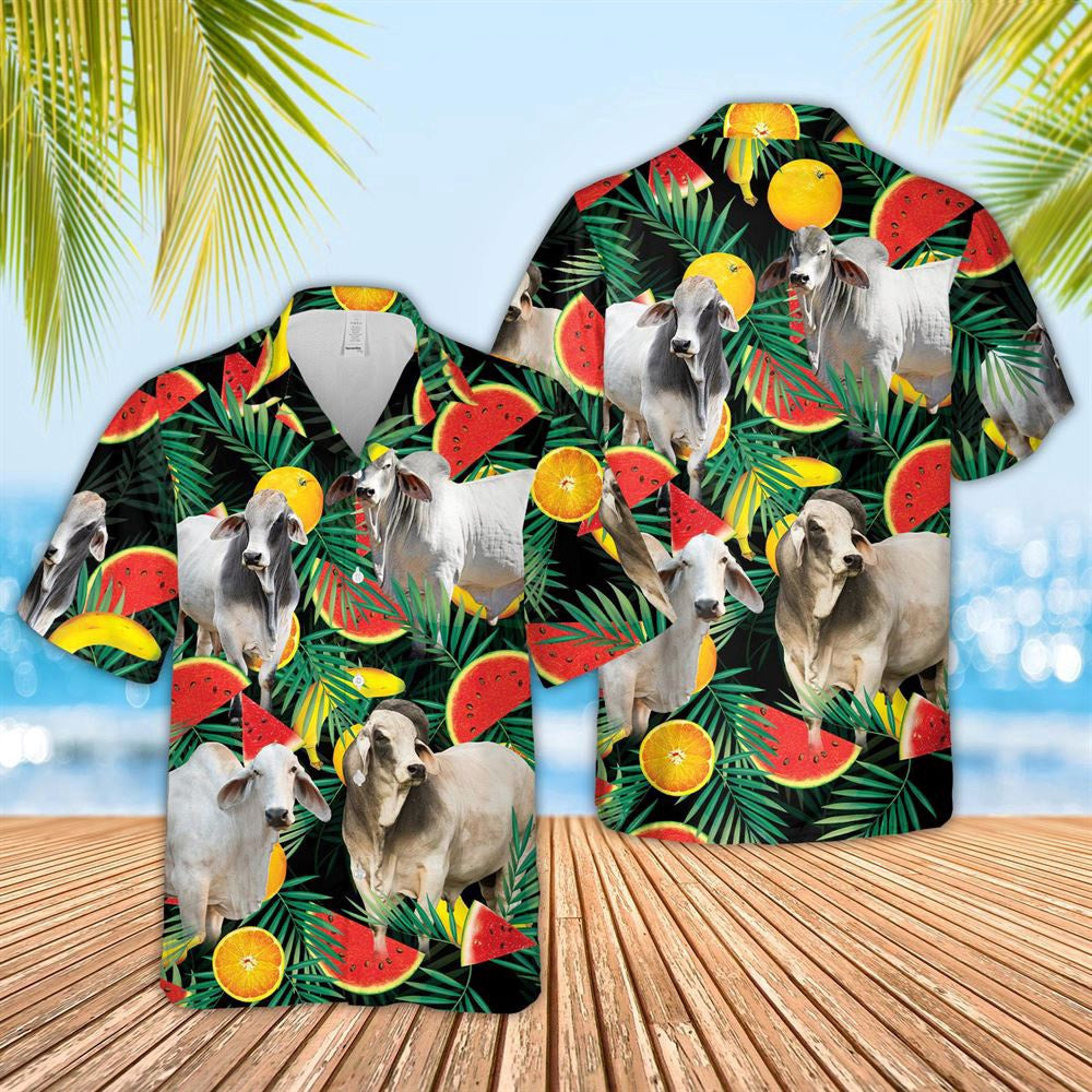 Hawaiian Cow Shirt, Brahman Watermelon Hawaiian Shirt, Animal Hawaiian Shirts, Farmer Shirts