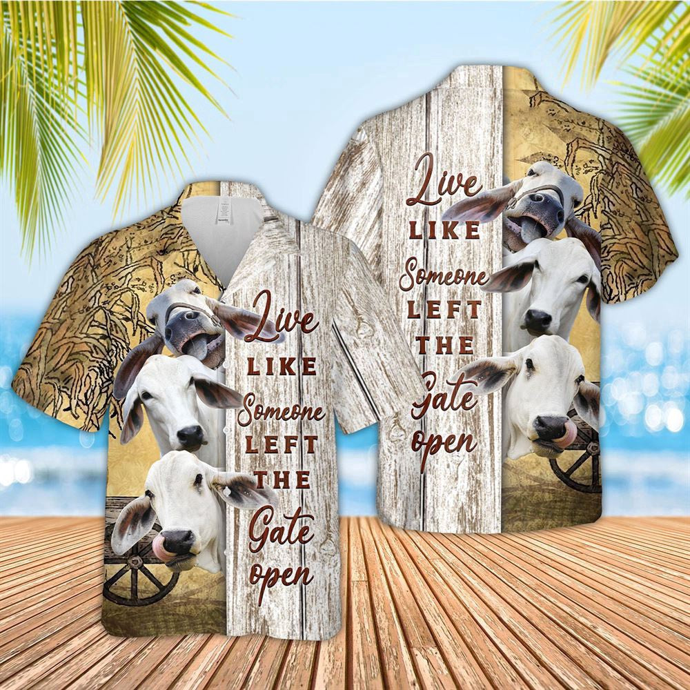 Hawaiian Cow Shirt, Brahman Woods Pattern Hawaiian Shirt, Animal Hawaiian Shirts, Farmer Shirts