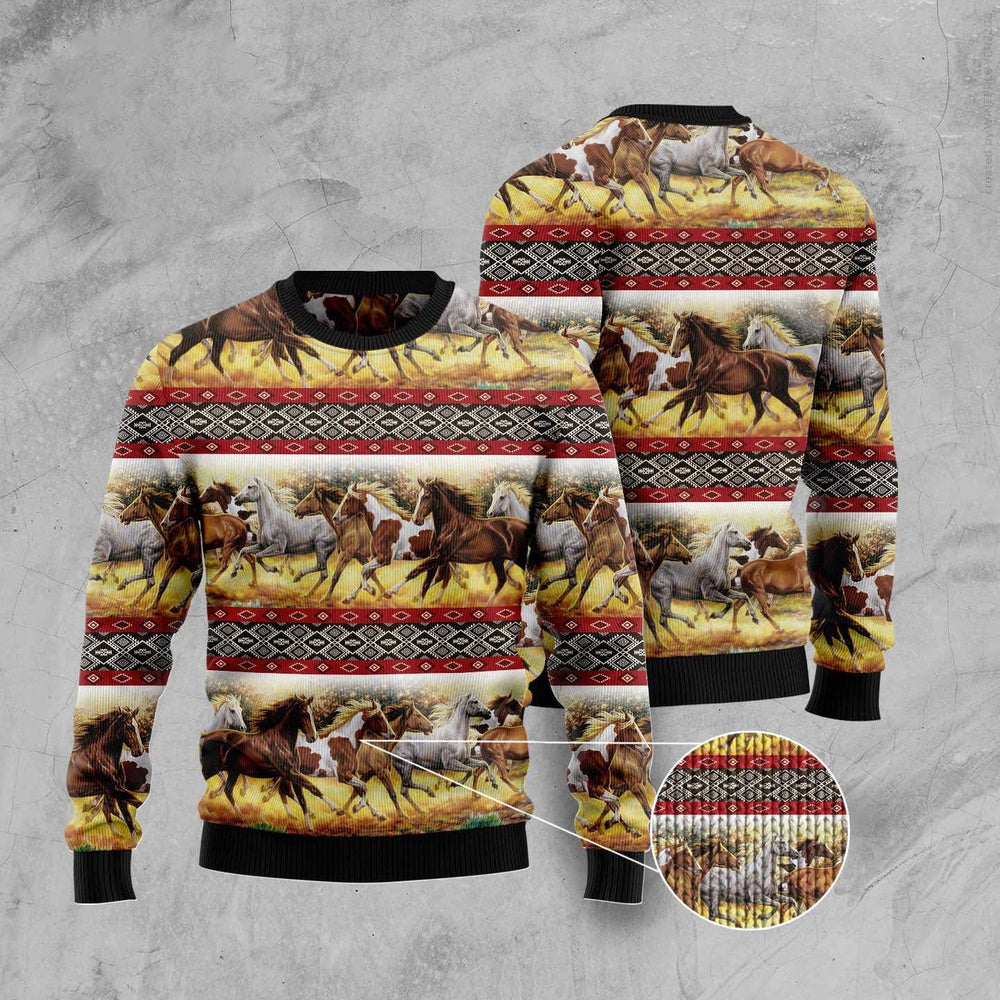 Horse Native American Pattern Ugly Christmas Sweater, Funny Xmas Sweater, Sweater Xmas