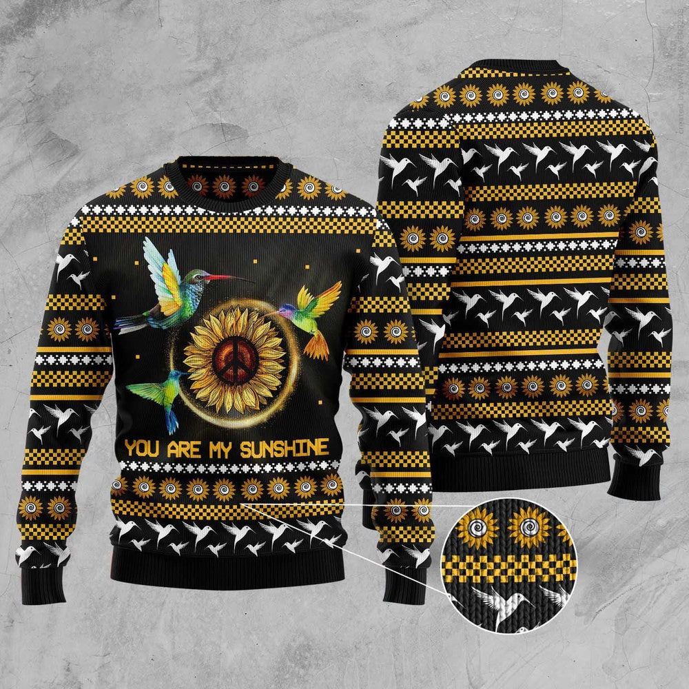 Hummingbird Sunflower Ugly Christmas Sweater, Funny Xmas Sweater, Sweater Xmas