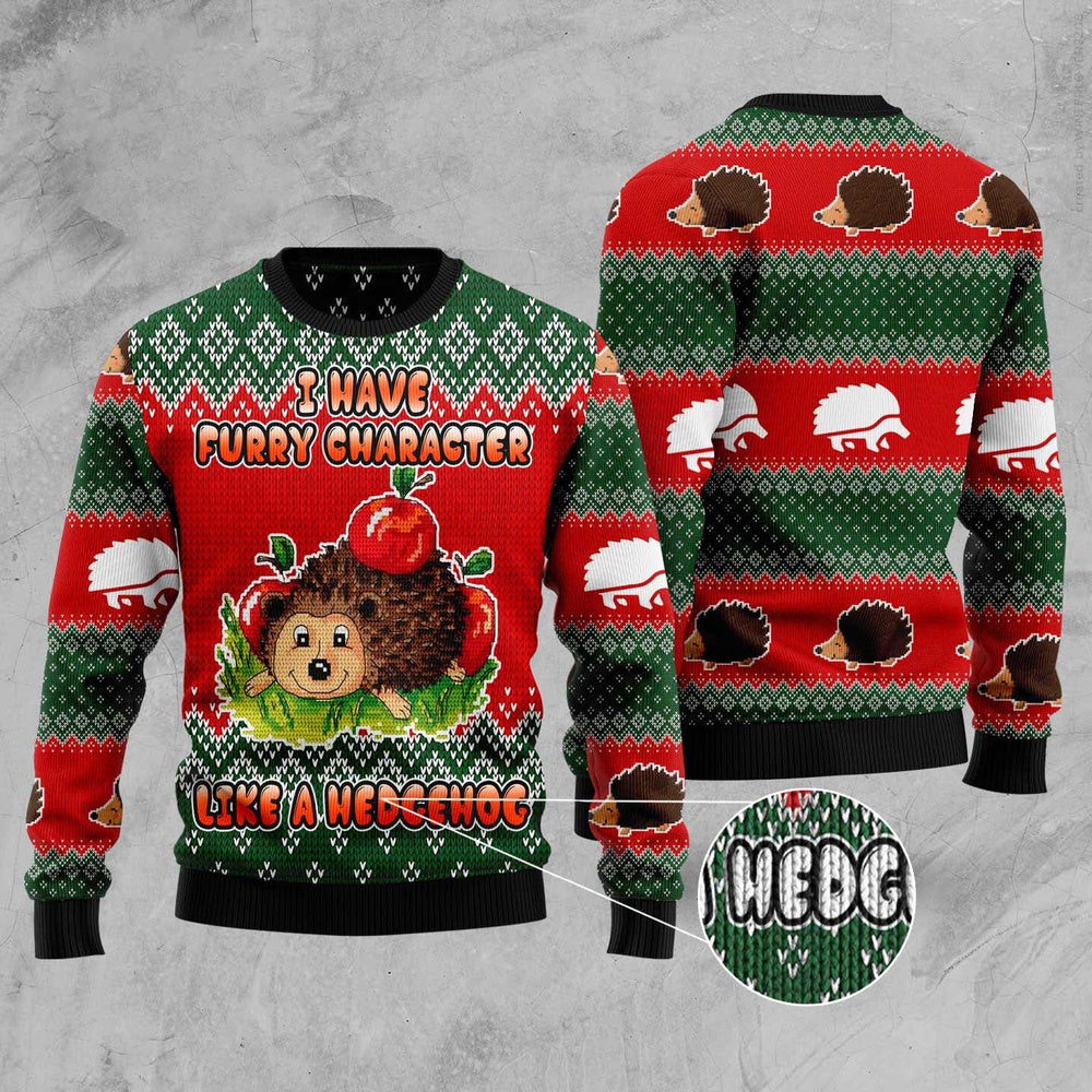 I Have A Furry Character Like A Hedgehog Ugly Christmas Sweater, Funny Xmas Sweater, Sweater Xmas