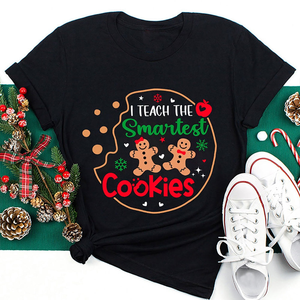 I Teach The Smartest Cookies Gingerbread Man T Shirt, Merry T Shirt, Unisex Christmas Shirts
