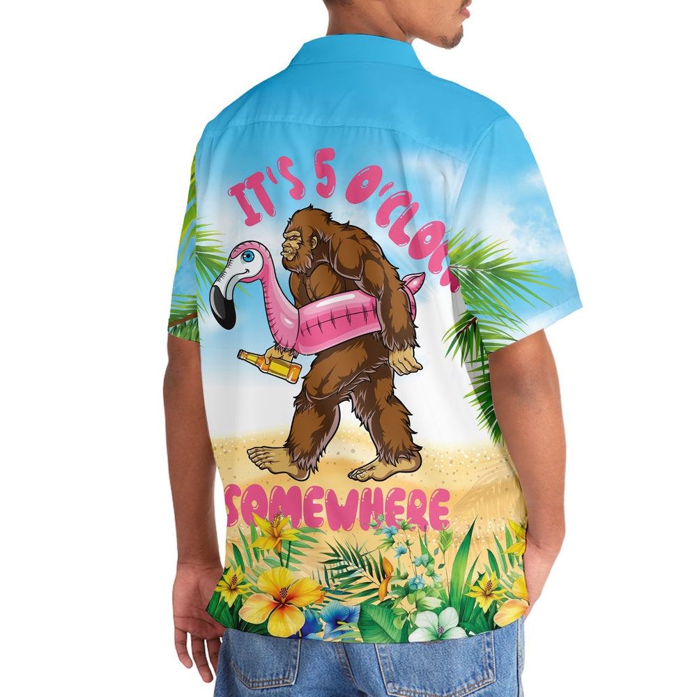 It'S 5 O'Clock Somewhere Bigfoot Hawaiian Shirt, Funny Hawaiian Shirt, Cool Hawaiian Shirts, Best Hawaiian Shirts