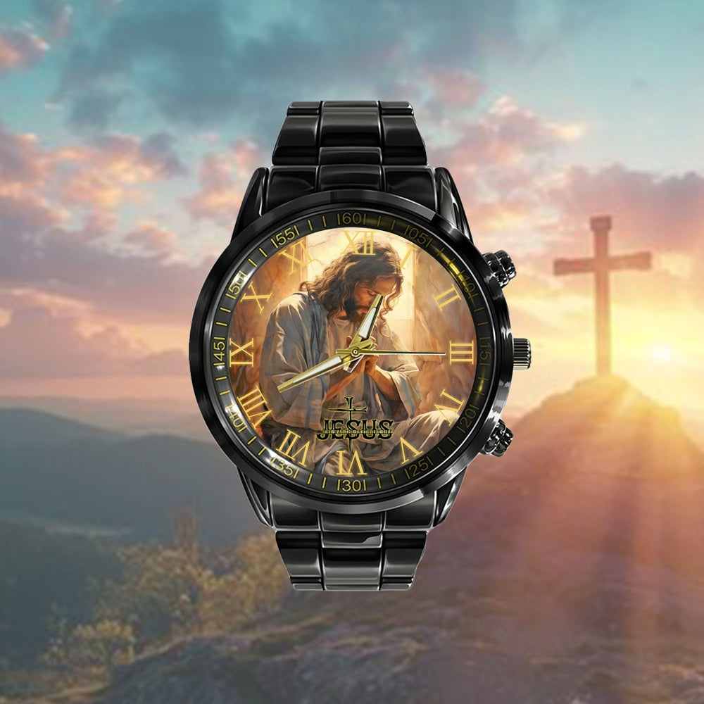 Jesus Black Stainless Steel Watch, Jesus Faith And Hope Watch, Christian Watch, Religious Watch