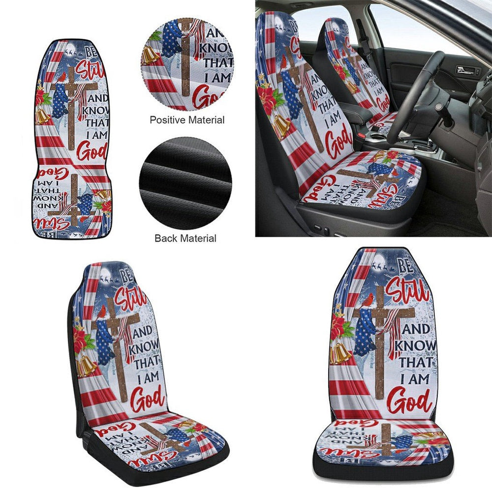 Jesus Christ Cross Christmas Be Still Know That I Am God Cars Seat Cover, Christmas Car Seat Covers, Car Decor Gift