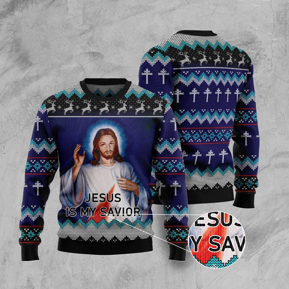 Jesus Is My Savior Ugly Christmas Sweater, Funny Xmas Sweater, Sweater Xmas