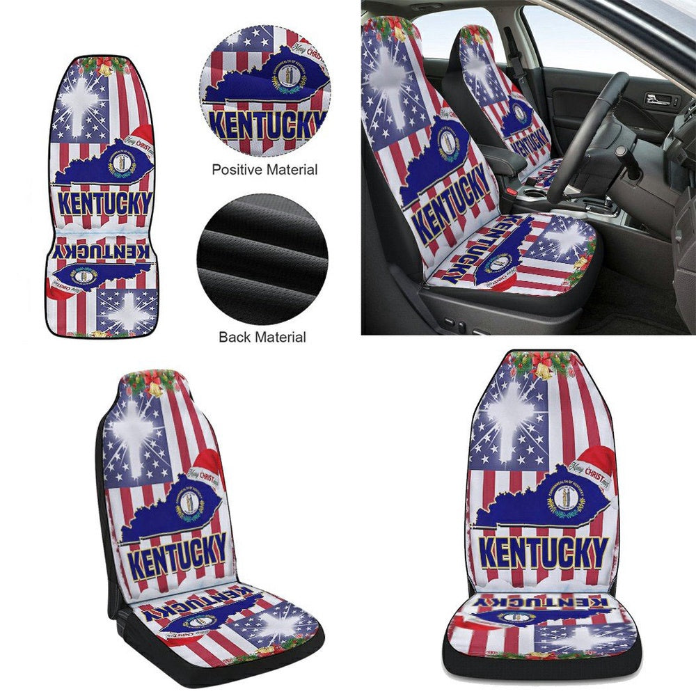 Kentucky God Bless Christmas Cars Seat Cover, Christmas Car Seat Covers, Car Decor Gift