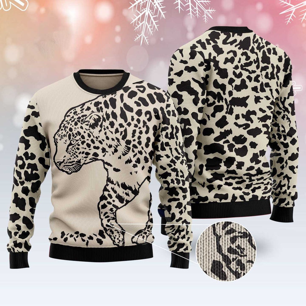 Leopard Pattern Ugly Christmas Sweater, Funny Xmas Sweater, Sweater Xmas