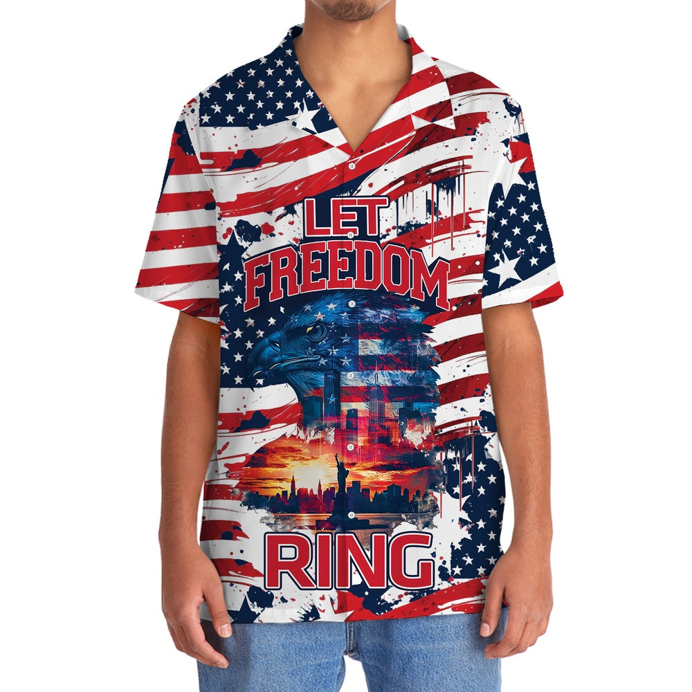 Let Freedom Ring America Hawaiian Shirt, Funny Hawaiian Shirt, Usa Hawaiian Shirt, Vintage Hawaiian Shirts