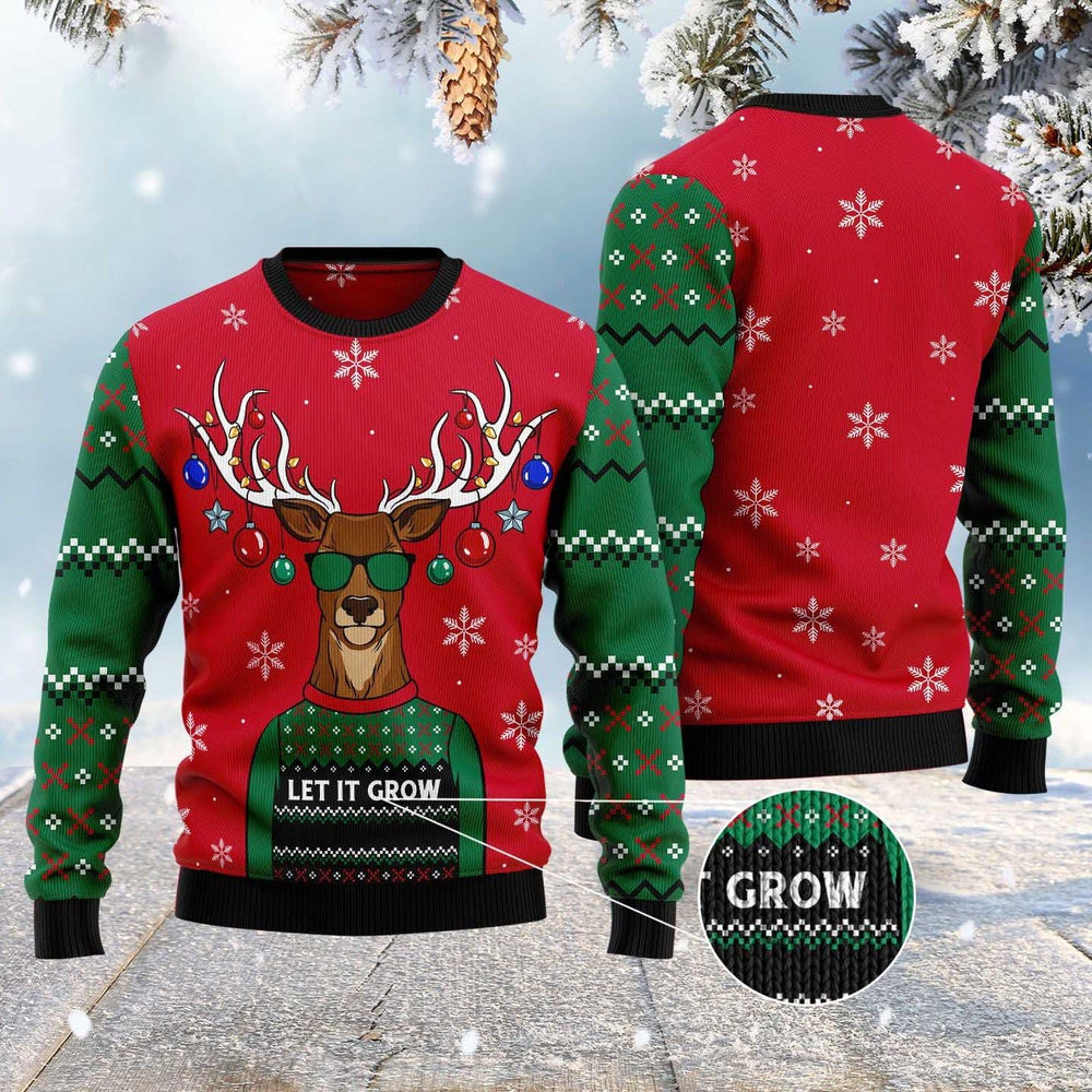 Let It Glow Ugly Christmas Sweater, Funny Xmas Sweater, Sweater Xmas