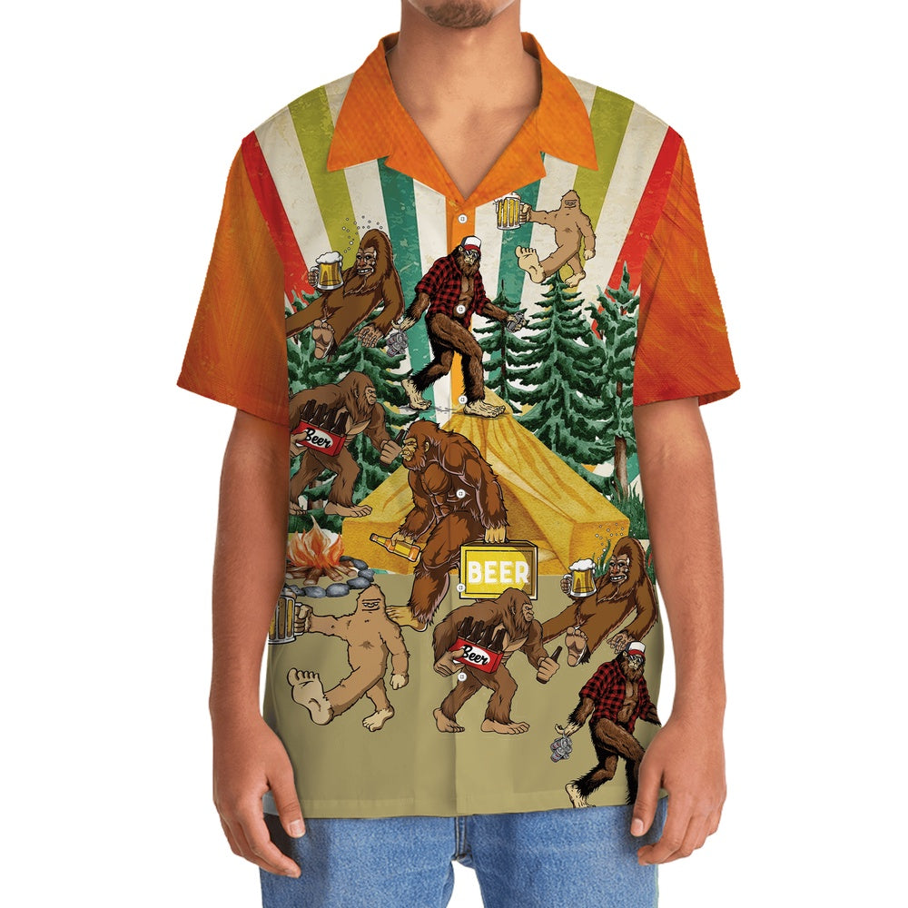 Let'S Go Camping Bigfoot Beer Hawaiian Shirt, Funny Hawaiian Shirt, Cool Hawaiian Shirts, Best Hawaiian Shirts