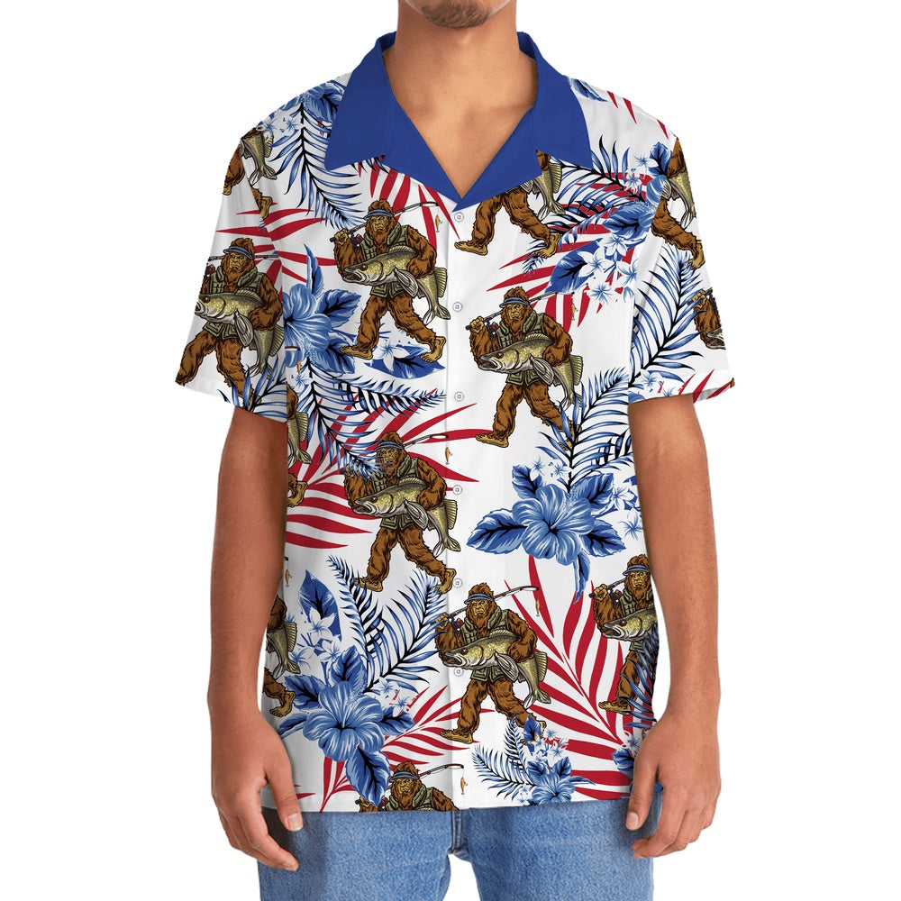 Let'S Go Fishing Bigfoot Hawaiian Shirt, Funny Hawaiian Shirt, Cool Hawaiian Shirts, Best Hawaiian Shirts