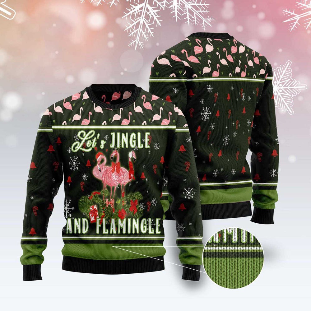 Let'S Jingle And Flamingle Ugly Christmas Sweater, Funny Xmas Sweater, Sweater Xmas
