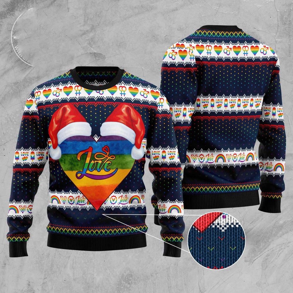 Lgbt Heart Ugly Christmas Sweater, Funny Xmas Sweater, Sweater Xmas
