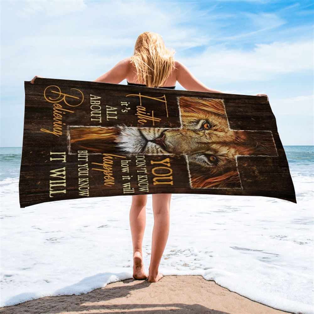 Lion Of Judah Cross Symbol You Don't Know How It Will Happen Beach Towel, Christian Beach Towel, Christian Gift, Gift For Women