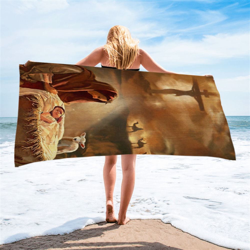 Maria And Jesus Beach Towel - Jesus Beach Towel Pictures - Christian Beach Towel