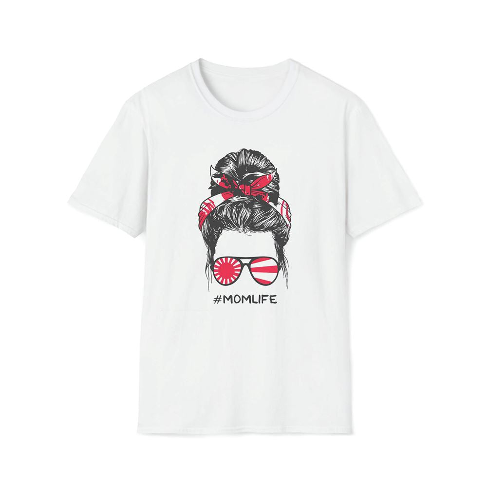 Messy Bun Hairstyle With Japanese Flag Premium T Shirt, Mother's Day Premium T Shirt, Mom Shirt