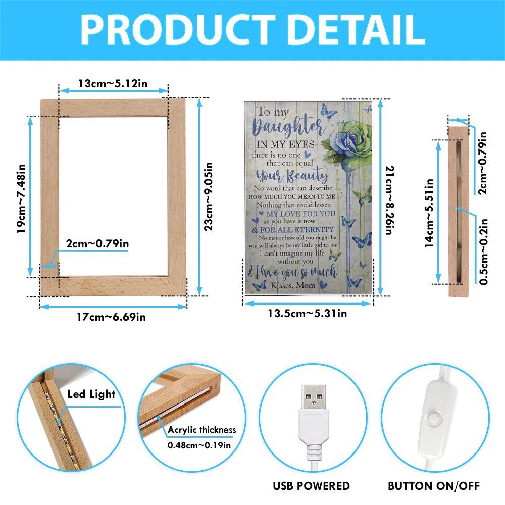 Mom To Daughter - I Love You So Much Frame Lamp, Mother's Day Night Light, Best Mom Ever, Gift For Mom