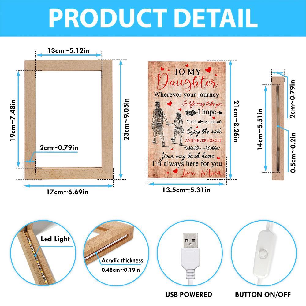 Mom To Daughter - I'M Always Here For You Vertical Frame Lamp, Mother's Day Night Light, Best Mom Ever, Gift For Mom