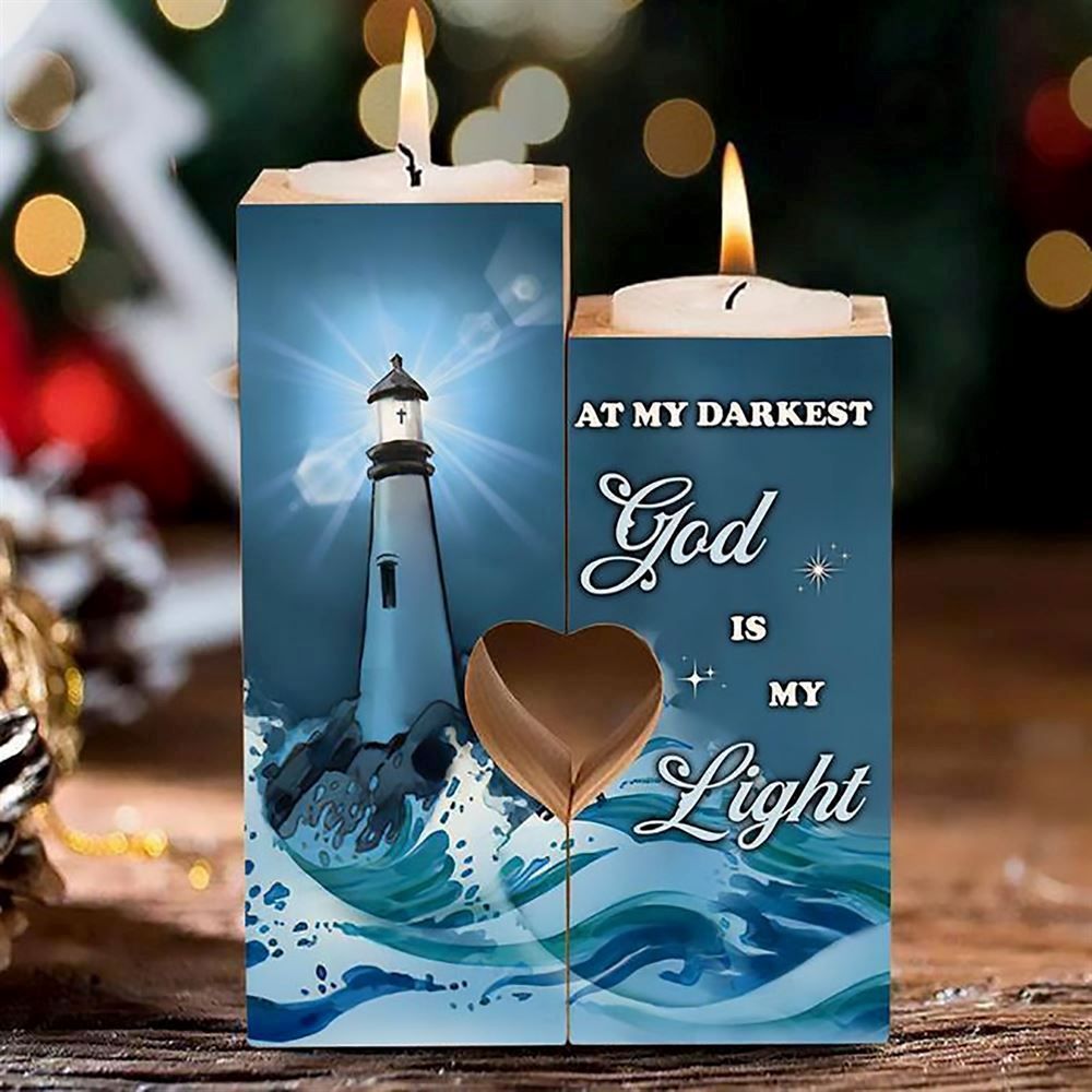 Mother's Day Candle Holders, At My Darkest God Is My Light Heart Candle Holders