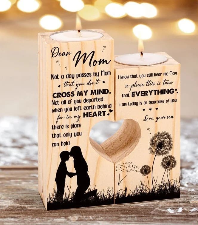 Mother's Day Candle Holders, Dear Mom Not a Day Passes My Mom That You Don't Cross My Mind, Mom is Always in My Heart Candle Holder