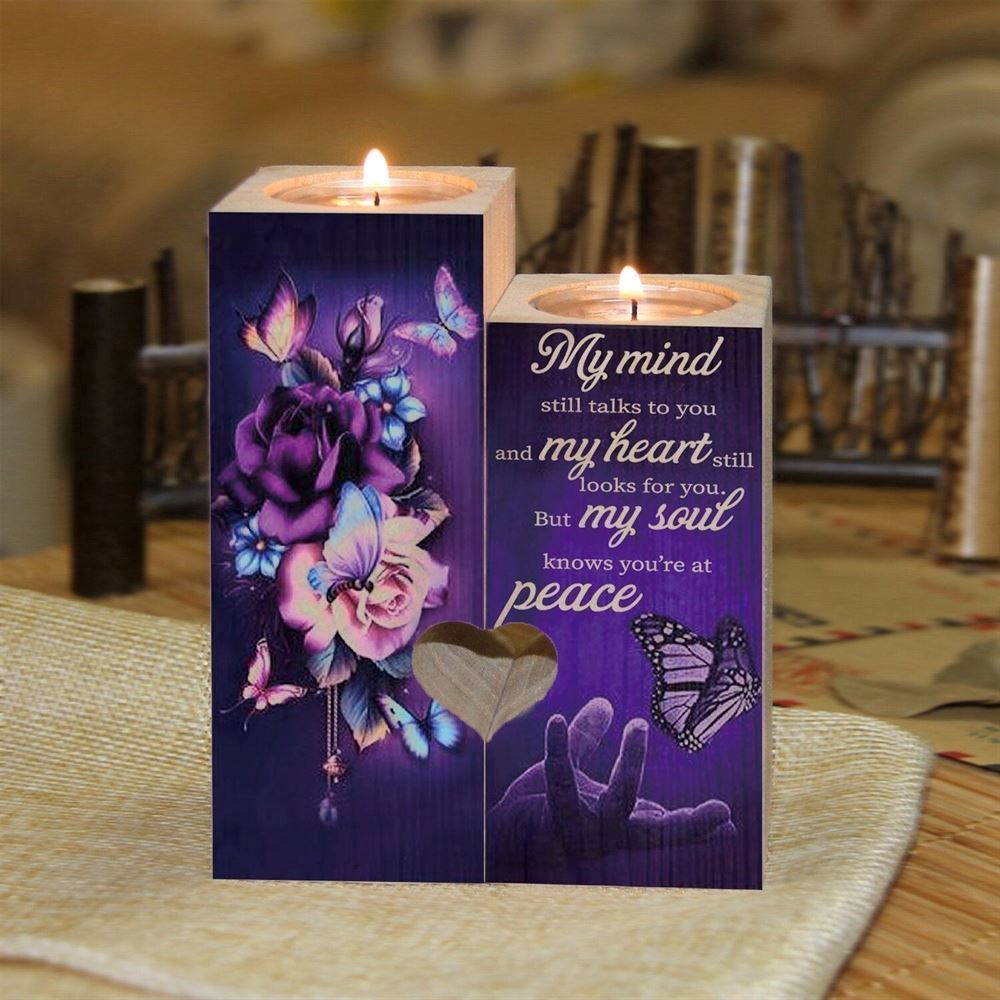 Mother's Day Candle Holders, My Soul, My Mind Still Talks To You And My Heart Still Looks For You Heart Candle Holders