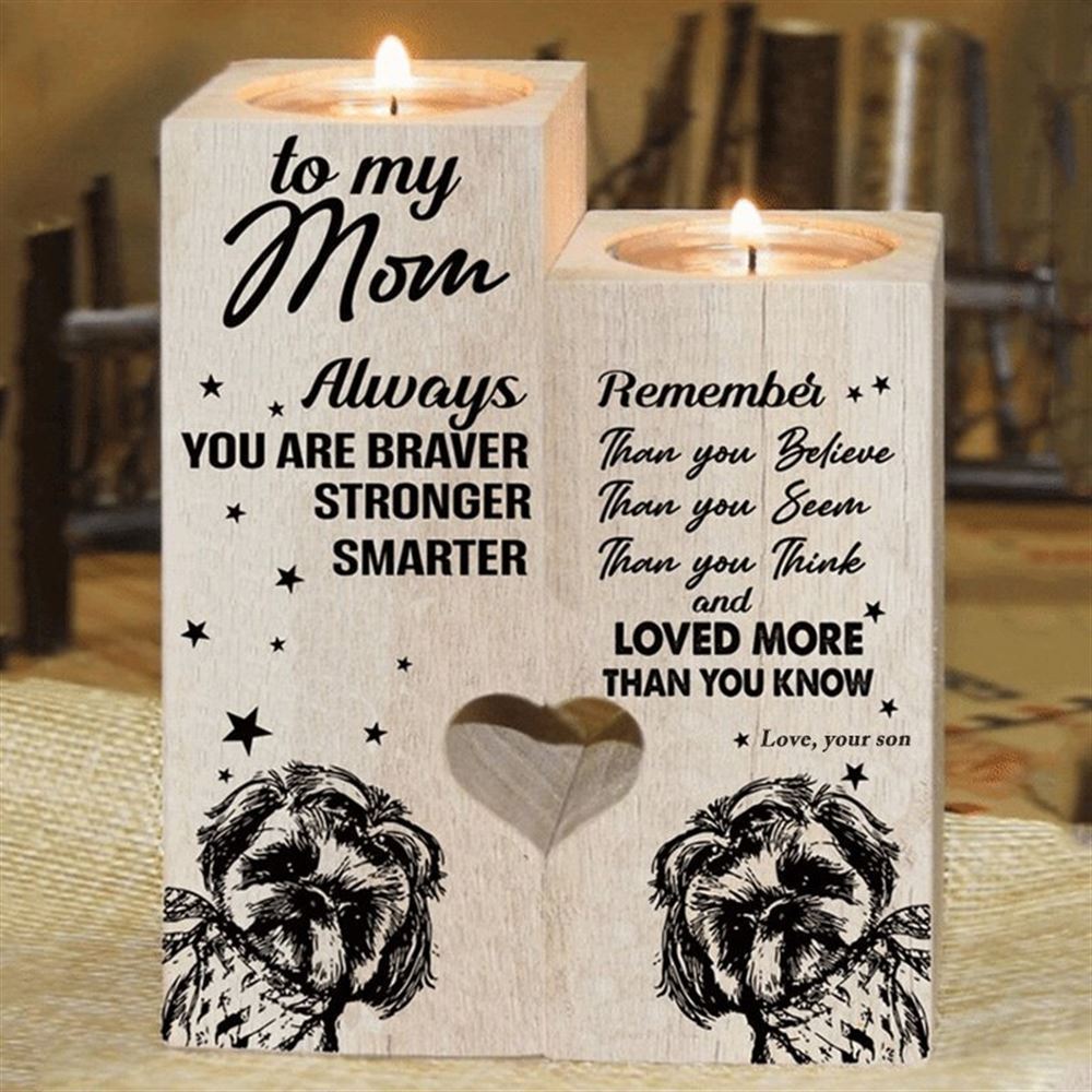 Mother's Day Candle Holders, Son To Mom, Always Remember You Are Loved More Than You Know, Heart Candle Holder