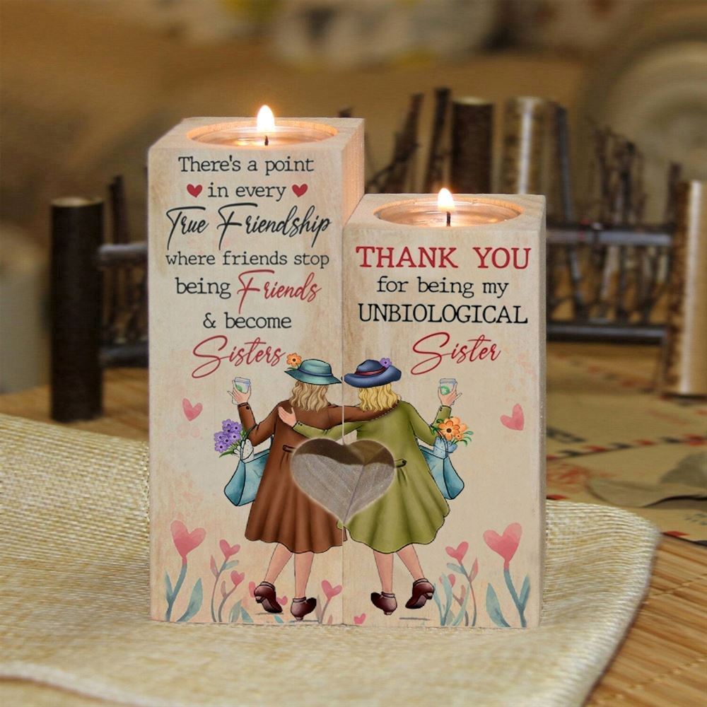 Mother's Day Candle Holders, To My Bestie, True Friendship Where Friends Stop & Become Sisters Candlstick