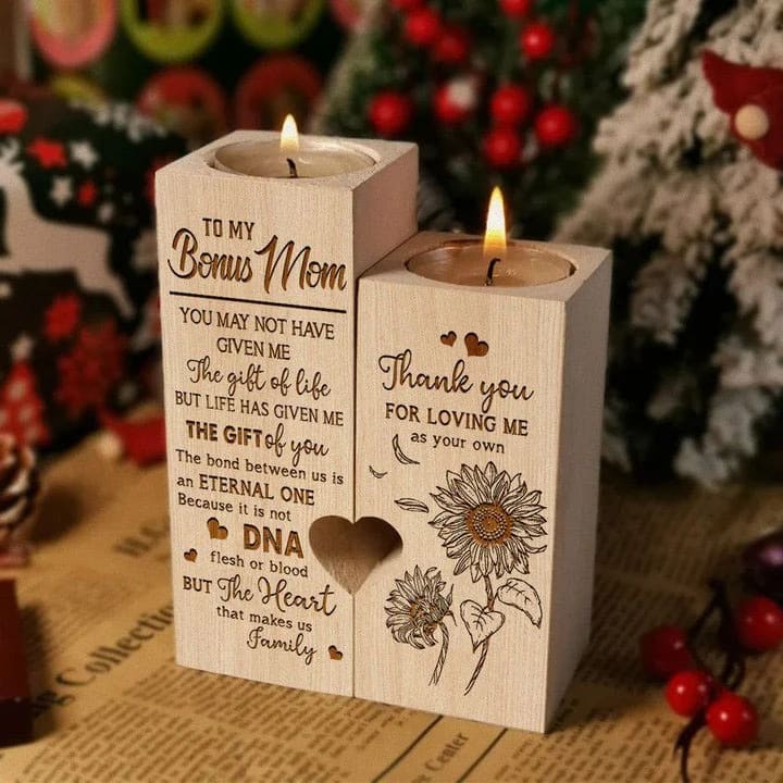 Mother's Day Candle Holders, To My Bonus Mom, You May Not Have Give Me The Gift Of Lift But Life Has Given Me The Gift Of You Candle Holder