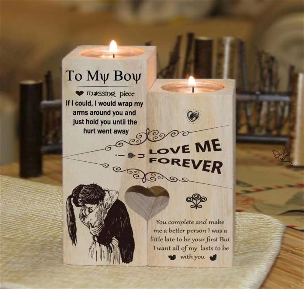 Mother's Day Candle Holders, To My Boy, You Complete And Make Me A Better Person I Was A Little Late To Be Your First Heart Candle Holders