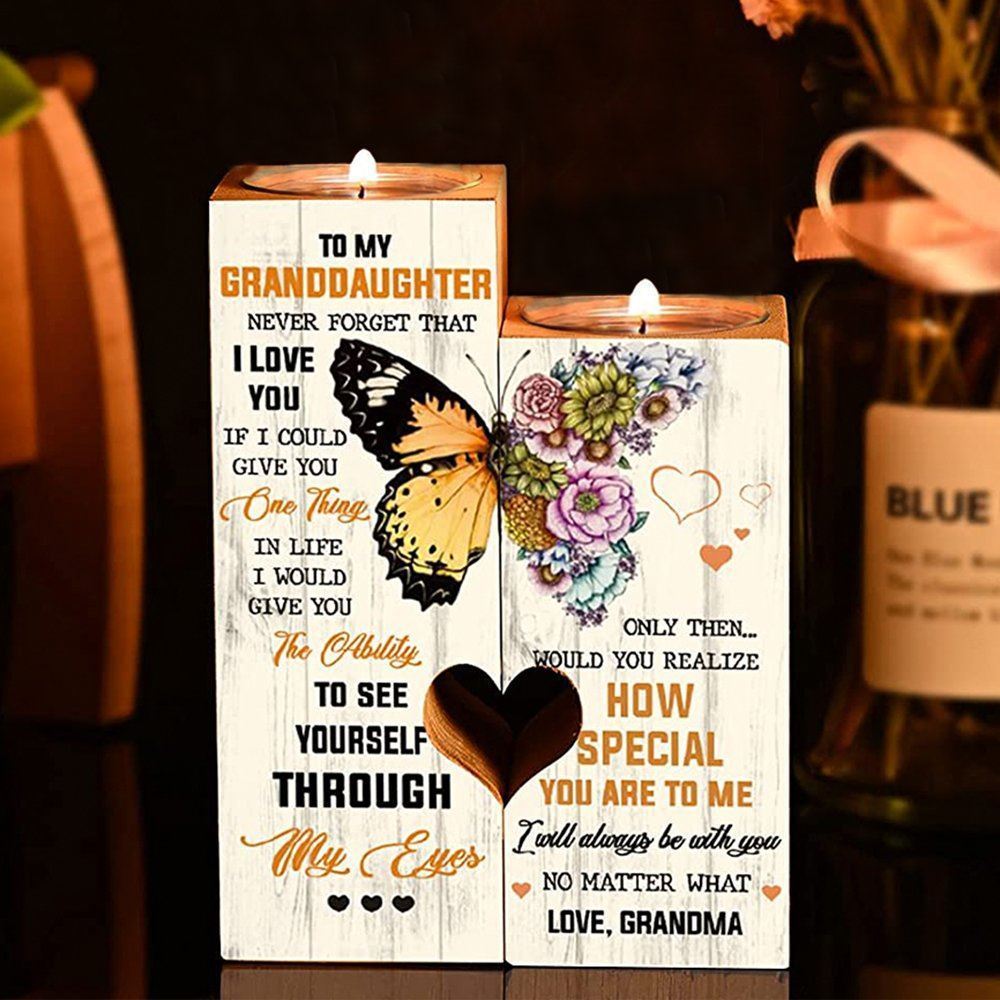 Mother's Day Candle Holders, To My Granddaughter, I Will Always Be With You No Matter What Candlestick
