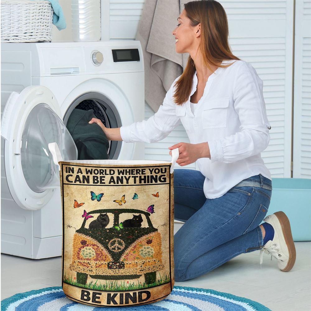 Mother's Day Laundry Basket, Black Cat Be Kind Cat Lover Cat Mom Laundry Basket, Mother's Day Gift, Storage Basket For Mom