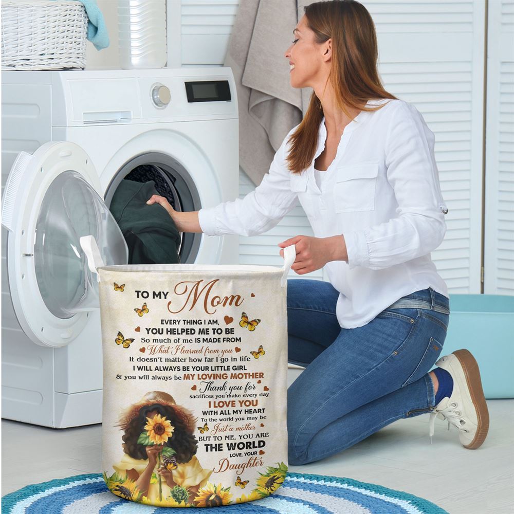 Mother's Day Laundry Basket, Black Daughter To My Mom Laundry Basket, Mother's Day Gift, Storage Basket For Mom