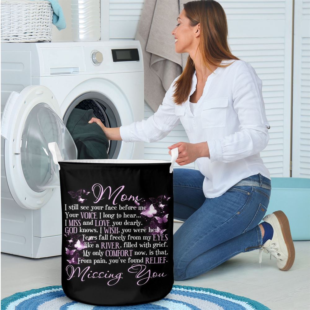Mother's Day Laundry Basket, Butterfly I Still See You Mom Insects Bugs Lovers Laundry Basket, Mother's Day Gift, Storage Basket For Mom